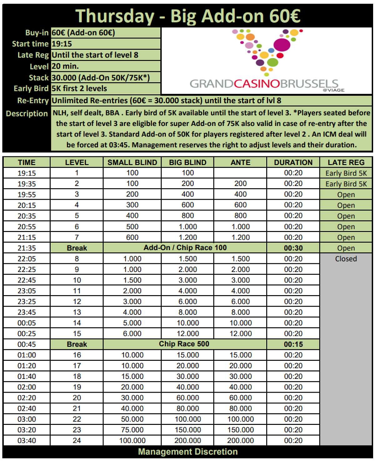 Thursday - BIG ADD-ON - 60€